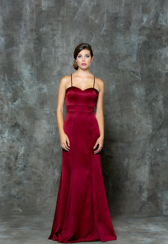 Glow by Colors - G692 Refined Strappy Jersey Long Dress in Red