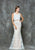 Glow by Colors - G680 Lace Jewel Neck Sheath Dress in White and Neutral