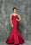 Glow by Colors - G683 Beaded Sweetheart Mermaid Gown in Red