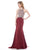 Glow by Colors - G686 Bejeweled Halter Neck Trumpet Dress in Red