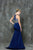Glow by Colors - G686 Bejeweled Halter Neck Trumpet Dress in Blue