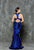 Glow by Colors - G687 Sleeveless Halter Ruffled Mermaid Gown in Blue
