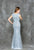 Glow by Colors - G699 Bedazzled Jewel Neck Sheath Dress in Grey