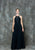 Glow by Colors - G703 Embellished Halter Neck A-line Dress in Black
