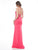 Glow by Colors - G705 Embellished Illusion Halter Trumpet Dress in Pink