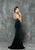 Glow by Colors - G705 Embellished Illusion Halter Trumpet Dress in Black