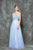Glow by Colors - G706 Sweetheart Neckline Mesh Evening Gown in Blue