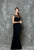 Glow by Colors - G707 Sheer Neckline Mermaid Evening Gown in Black