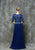 Glow by Colors - G710 Quarter Length Sleeve A-line Dress in Blue