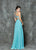 Glow by Colors - G713 Beaded Halter Neck A-Line Dress in Blue