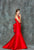 Glow by Colors - G716 Sleeveless Halter Neck Mermaid Dress in Red