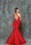 Glow by Colors - G716 Sleeveless Halter Neck Mermaid Dress in Red