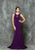 Glow by Colors - G718 Crepe Jewel Neck Trumpet Dress in Purple