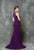 Glow by Colors - G718 Crepe Jewel Neck Trumpet Dress in Purple