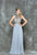 Glow by Colors - G723 Illusion Halter Chiffon A-line Dress in Silver and Neutral