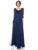 Glow by Colors - G724 Lace Scoop Neck A-line Dress in Blue