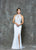 Glow by Colors - G728 Beaded Halter Long Dress with Slit in Blue