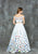 Glow by Colors - G731 Two-Piece Butterfly Print Evening Dress in White