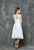 Glow by Colors - G732 Illusion Bateau Lace A-line Dress in White