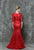 Glow by Colors - G733 Quarter Sleeve Lace Evening Gown in Red