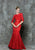 Glow by Colors - G733 Quarter Sleeve Lace Evening Gown in Red