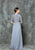 Glow by Colors - G734 Elbow Sleeve Chiffon Evening Gown in Gray
