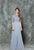 Glow by Colors - G734 Elbow Sleeve Chiffon Evening Gown in Gray