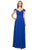 Glow by Colors - G736L V-neck Chiffon A-line Dress in Blue