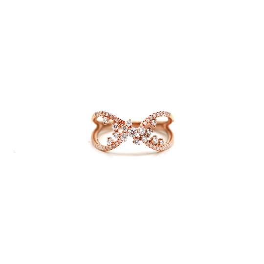 Diamond Crossover  Ring in 18k Rose Gold