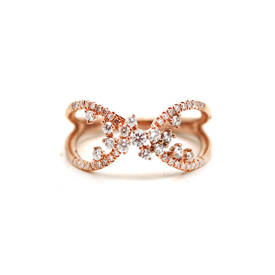 Tresor Collection - Diamond Crossover  Ring in 18k Rose Gold