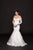 Glow by Colors - G744-1 Beaded Lace Off-Shoulder Mermaid Dress In White