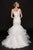 Glow by Colors - G751 Beaded V-neck Ruffled Mermaid Dress In White