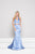 Glow by Colors - G770 Two Piece High Halter Mermaid Gown In Blue