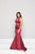Glow by Colors - G770 Two Piece High Halter Mermaid Gown In Red