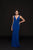 Glow by Colors - G771 Plunging V-Neck Sheath Evening Dress In Blue