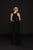 Glow by Colors - G772 Fitted Jewel Sheer Evening Dress In Black