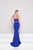 Glow by Colors - G782 Plunging Sweetheart Jeweled Waist Sheath Gown In Blue