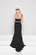 Glow by Colors - G782 Plunging Sweetheart Jeweled Waist Sheath Gown In Black