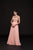 Glow by Colors - G790 Lattice Ornate Illusion Jewel Chiffon Gown In Pink