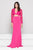 Glow by Colors - G792 Lace V-neck Two-Piece Fitted Gown in Pink