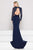 Glow by Colors - G792 Lace V-neck Two-Piece Fitted Gown in Blue