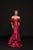 Glow by Colors - G793 Butterfly Sleeve Off Shoulder Mikado Gown In Red