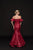 Glow by Colors - G793 Butterfly Sleeve Off Shoulder Mikado Gown In Red
