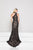 Glow by Colors - G795 Fitted High Neck Lace Evening Dress In Black and Neutral