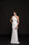 Glow by Colors - G795 Fitted High Neck Lace Evening Dress In White