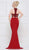 Glow by Colors - G807 Embellished Halter Matte Jersey Trumpet Dress In Red