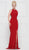 Glow by Colors - G807 Embellished Halter Matte Jersey Trumpet Dress In Red