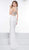 Glow by Colors - G807 Embellished Halter Matte Jersey Trumpet Dress In White