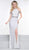 Glow by Colors - G808 Embellished Halter Matte Jersey Trumpet Dress In White