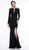 Glow by Colors - G809 Embellished Long Sleeve Matte Jersey Dress In Black